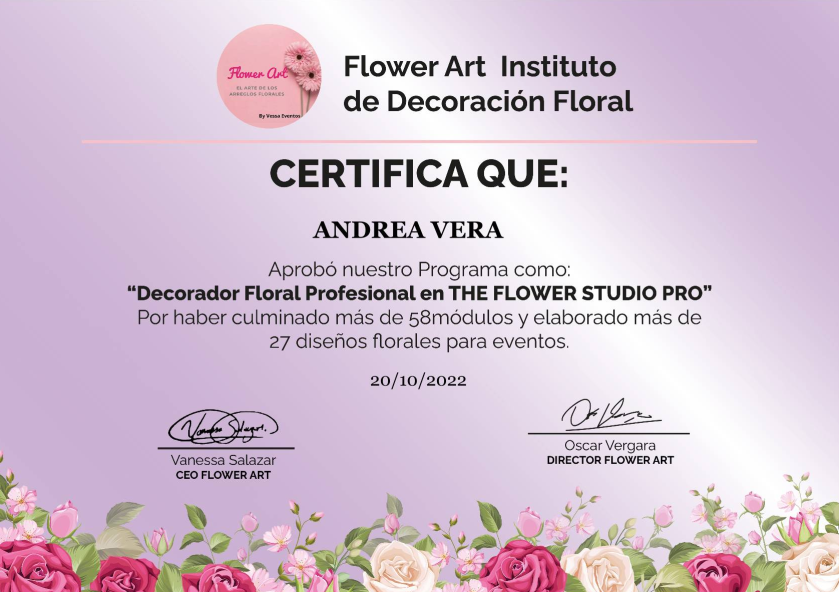 Certificado The Flower Studio PRO